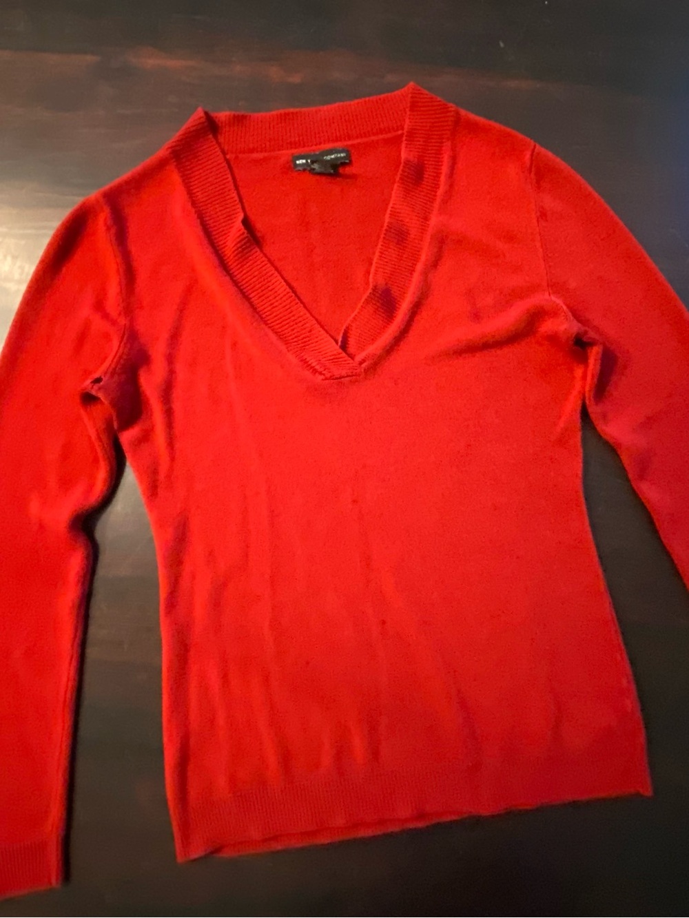New York & Company Red V-Neck Women's Sweater